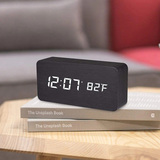 V-C072 creative fashion digital alarm clock with indoor temperature and humidity digital wood table